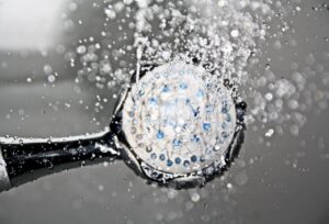 water from shower head